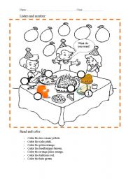 English Worksheet: birthday party