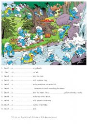 English Worksheet: In the smurfs village 2 (near the river)