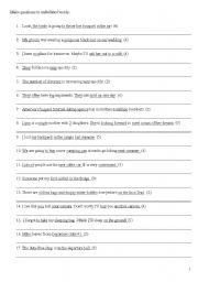 Straightforward Pre-Intermediate Worksheet: Make questions to underlined words