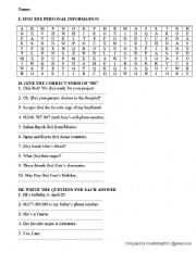 English worksheet: Exercises. Review unit 1-3 . First choice