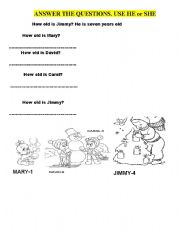 English worksheet: hoe old