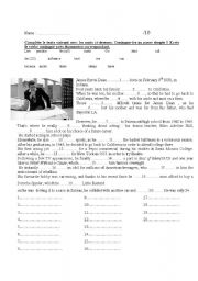 English worksheet: james deans biography