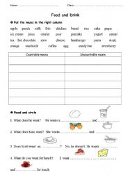 English Worksheet: food and drink