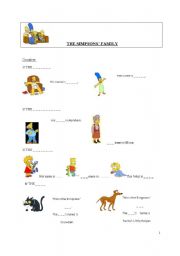 English worksheet: Simpsons family members