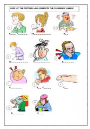 English Worksheet: illnesses