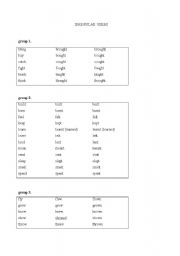 English worksheet: Irregular Verbs List