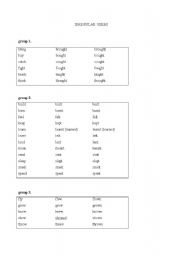 English Worksheet: Irregular Verbs List