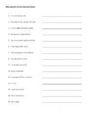 English Worksheet: Making simple questions