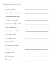 English worksheet: Making simple questions