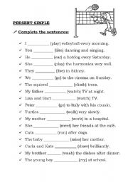 English Worksheet: PRESENT SIMPLE: AFFIRMATIVE SENTENCES
