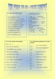 English Worksheet: PAST SIMPLE OF THE VERB TO BE