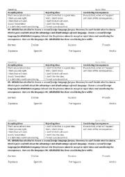 English worksheet: considering consequences