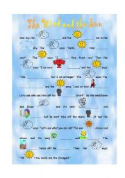 English Worksheet: The wind and the sun