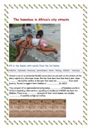 English Worksheet: Homeless children in African cities