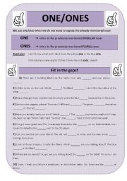 English Worksheet: ONE/ONES - worksheet