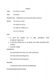 English worksheet: modal verbs used to speculate about someone