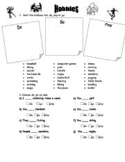 English Worksheet: PLAY-GO-DO