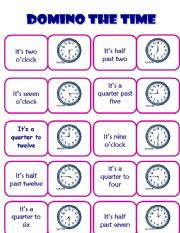 English Worksheet: The Time Domino