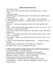 English Worksheet: mixed grammar exercises