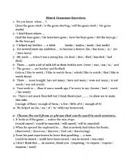 English worksheet: mixed grammar exercises