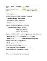 English Worksheet: 7th form exam
