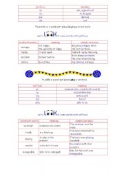 English Worksheet: Prefixes and suffixes