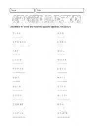 English Worksheet: Opposite adjectives