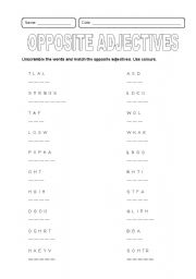 English Worksheet: Opposite adjectives