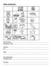 English Worksheet: Like/Dont like