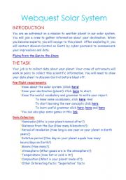 English Worksheet: Webquest Solar System