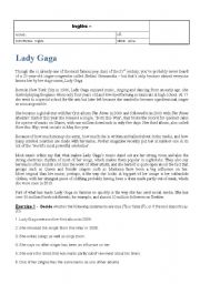 English Worksheet: Lady Gaga