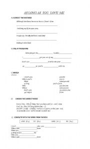 English worksheet: As long as you love me