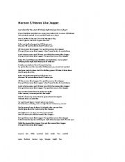 English Worksheet: Maroon 5/Moves Like Jagger Song Worksheet