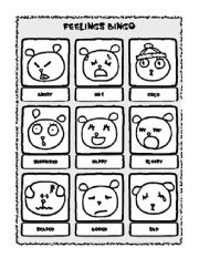 English Worksheet: Feeling Bingo Card