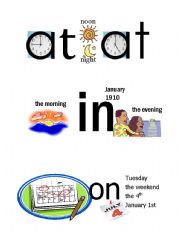 English Worksheet: In,On,At Miniposters