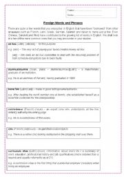 English Worksheet: Foreign words in English