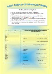 English Worksheet: PAST SIMPLE OF REGULAR VERBS