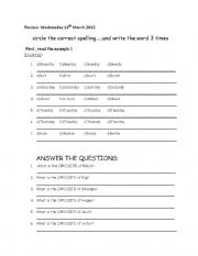 English Worksheet: Days of the week spelling