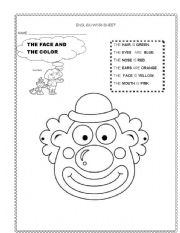 English Worksheet: clowns face