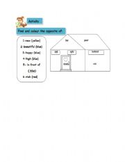 English worksheet: coloring and opposite