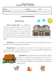 English Worksheet: Test British homes