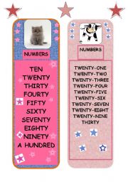 English Worksheet: BOOKMARK - NUMBERS 