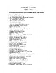 English Worksheet: Irregular Verbs - Simple Past