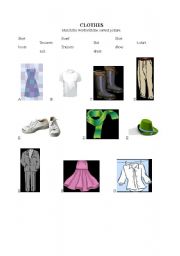 English Worksheet: clothes - matching exercise
