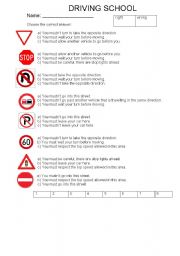 English Worksheet: Driving test. Use must or mustnt