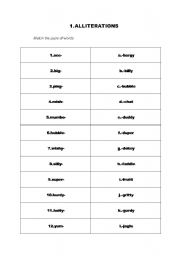 English worksheet: Alliterations