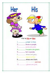 English Worksheet: His Her