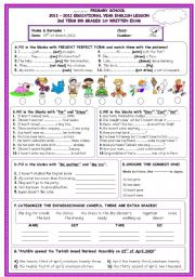 English Worksheet: 2nd term 1st Exam for 8 grades 