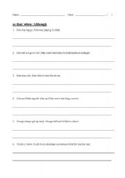 English Worksheet: So that