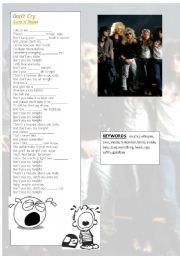 English Worksheet: Song: Dont cry - Guns N Roses